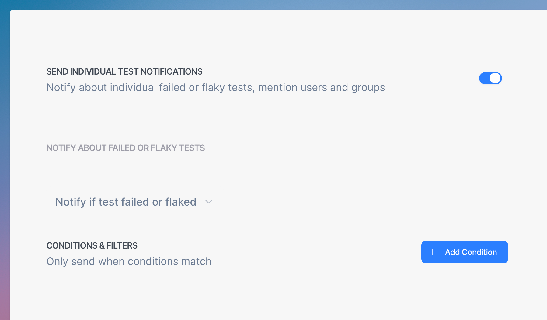 Test and run notification configuration