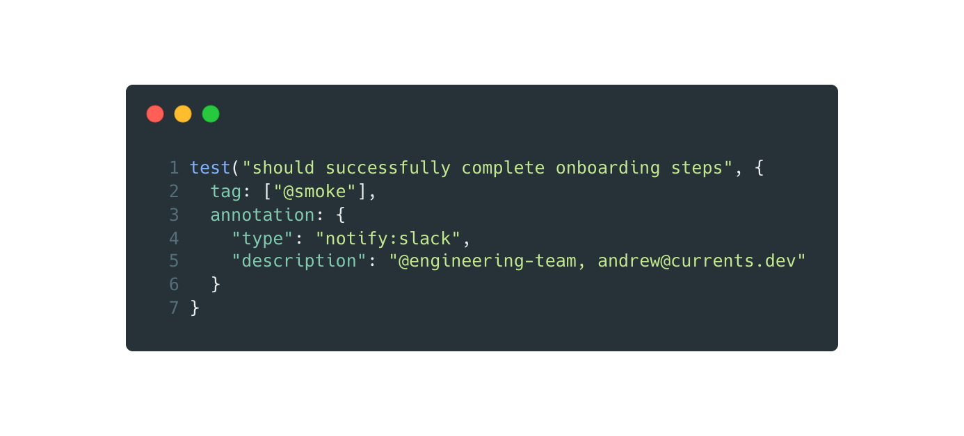 Playwright annotations for Slack